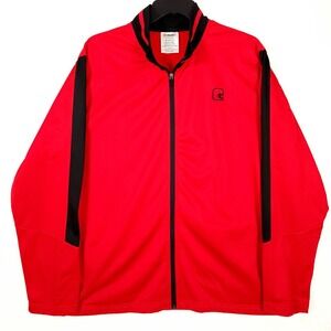 AND1 Track Jacket Mens 2XL Red Black Colorblock Full Zip Performance Streetwear